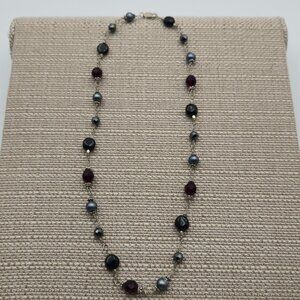 18 Inches Sterling Silver Pearls Crystal And Stone Chain Necklace A4224